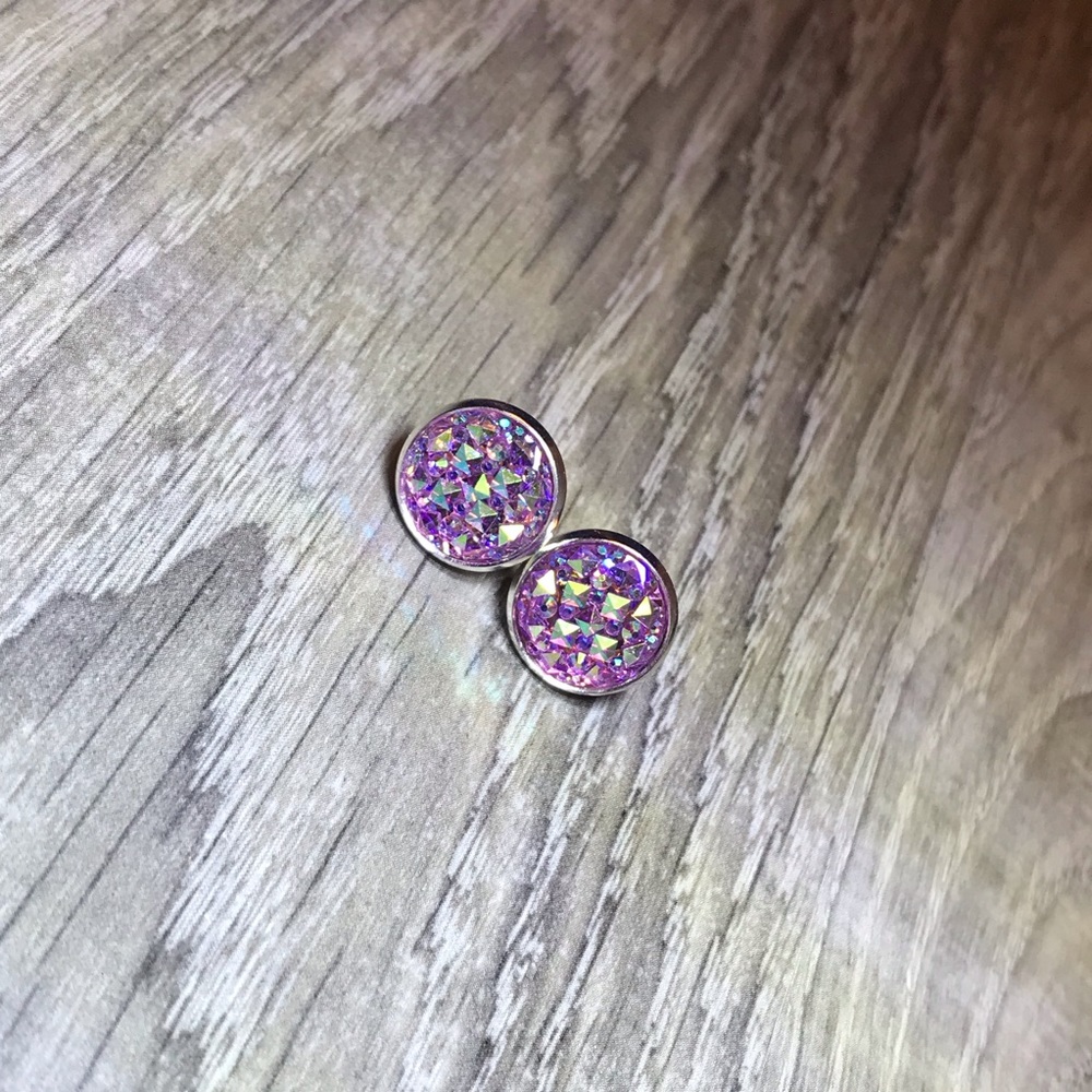 Light Pink Iridescent Prism w/Silver Studs